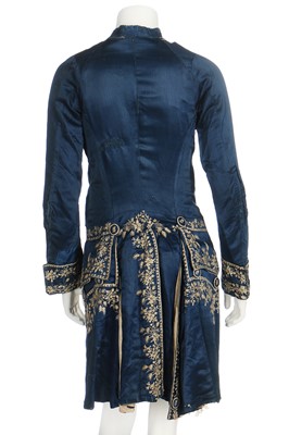Lot 422 - A gentleman's embroidered blue silk frock coat, 1780s