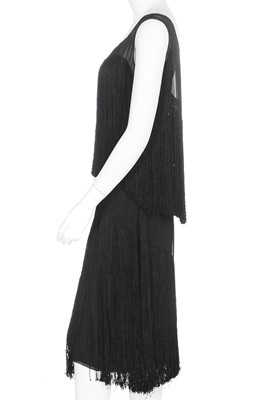 Lot 354 - A Ransohoff's black chiffon flapper dress with silk fringing, 1920s