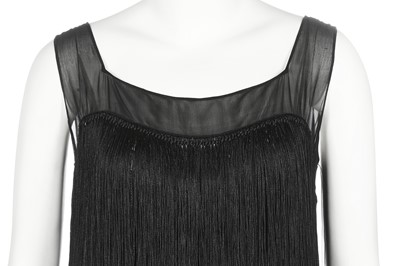 Lot 354 - A Ransohoff's black chiffon flapper dress with silk fringing, 1920s