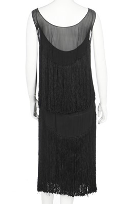 Lot 354 - A Ransohoff's black chiffon flapper dress with silk fringing, 1920s