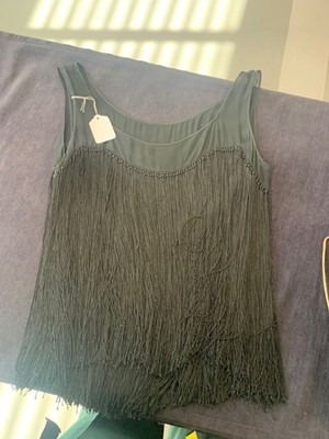 Lot 354 - A Ransohoff's black chiffon flapper dress with silk fringing, 1920s