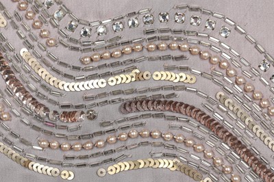 Lot 292 - Gracie Fields' embellished silver satin evening gown, 1956