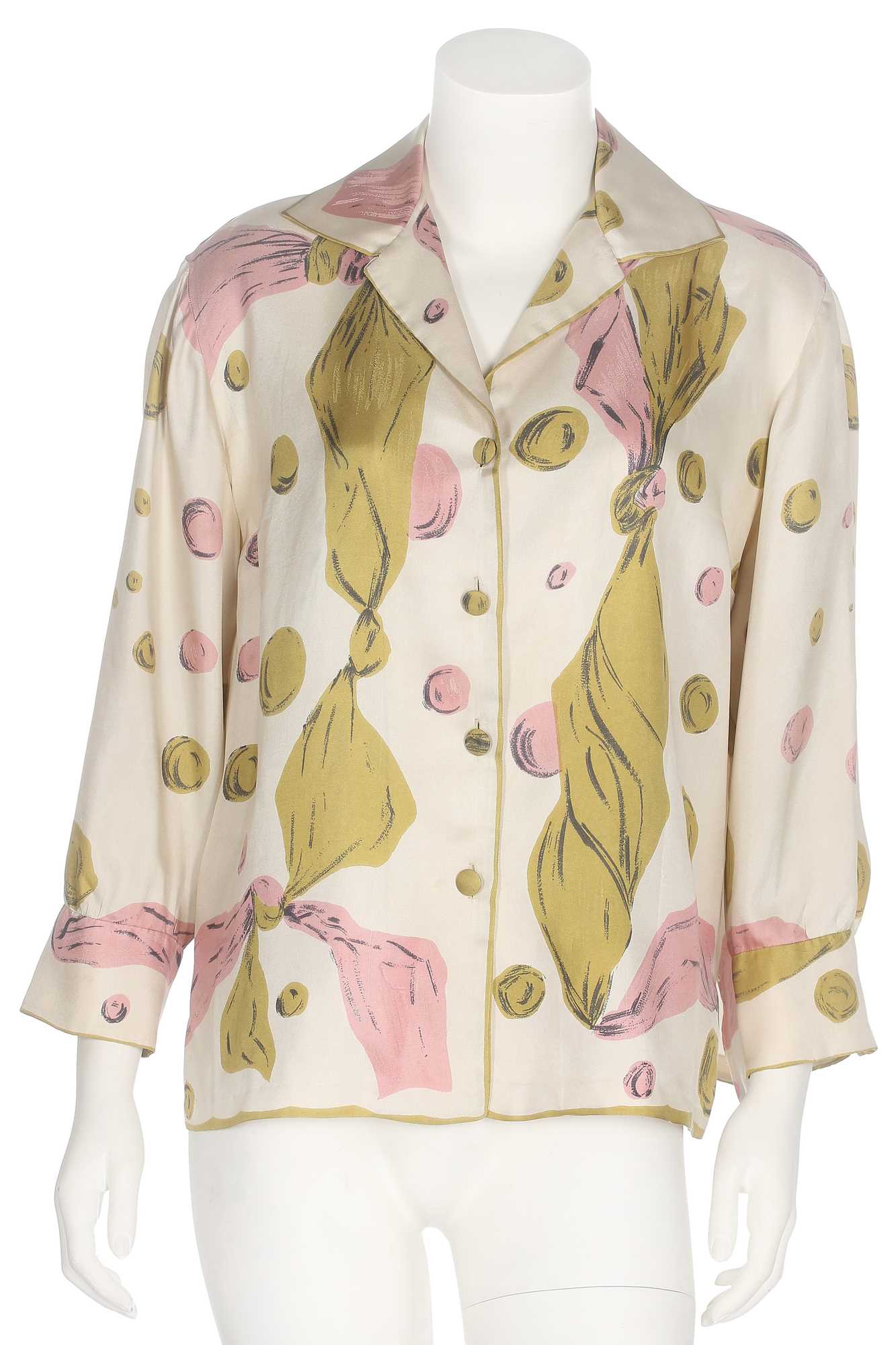 Lot 83 - A Roger & Gallet printed silk blouse, 1950s,