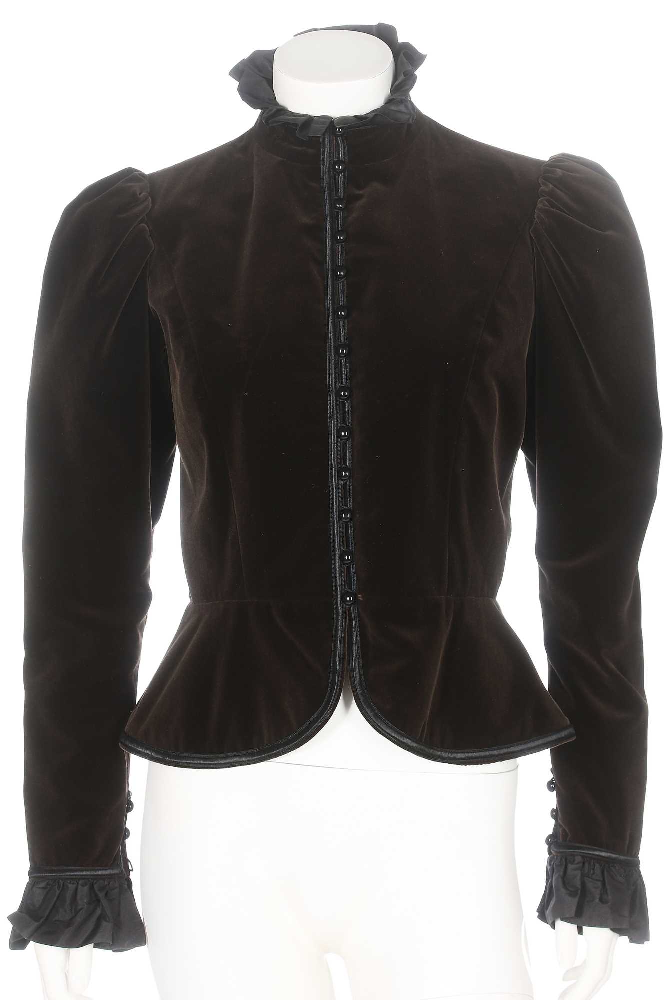 Lot 258 - An Yves Saint Laurent brown velvet evening jacket, 1977