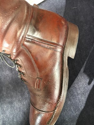 Lot 391 - A pair of Peter Dickson officer's chestnut-brown leather boots, First World War/interwar period