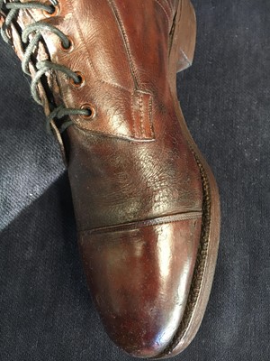 Lot 391 - A pair of Peter Dickson officer's chestnut-brown leather boots, First World War/interwar period