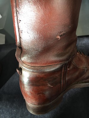 Lot 391 - A pair of Peter Dickson officer's chestnut-brown leather boots, First World War/interwar period