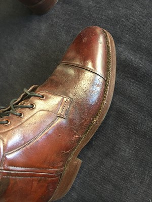 Lot 391 - A pair of Peter Dickson officer's chestnut-brown leather boots, First World War/interwar period