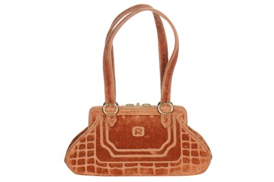 Lot 29 - A Roberta di Camerino burnt orange cut velvet handbag, 1960s