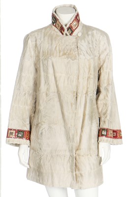 Lot 274 - A cream breitschwanz swing jacket, 1960s