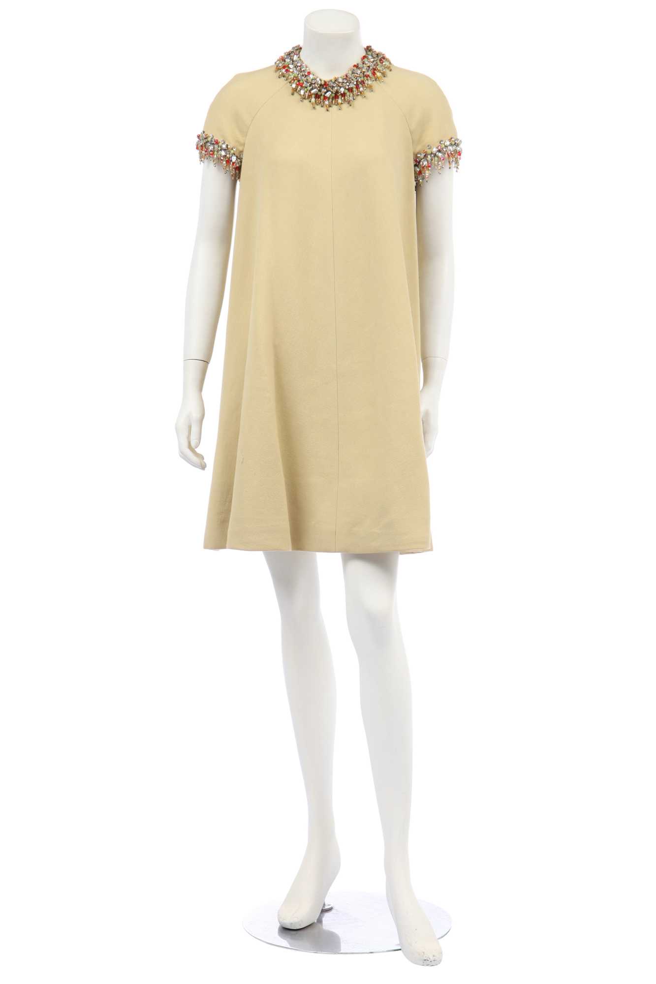 Lot 323 - A Fabiani couture yellow wool mini dress, Italian, circa 1968