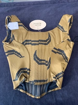 Lot 157 - A Vivienne Westwood 'tiger' stripe printed satinised-spandex corset, Autumn-Winter 2001-02