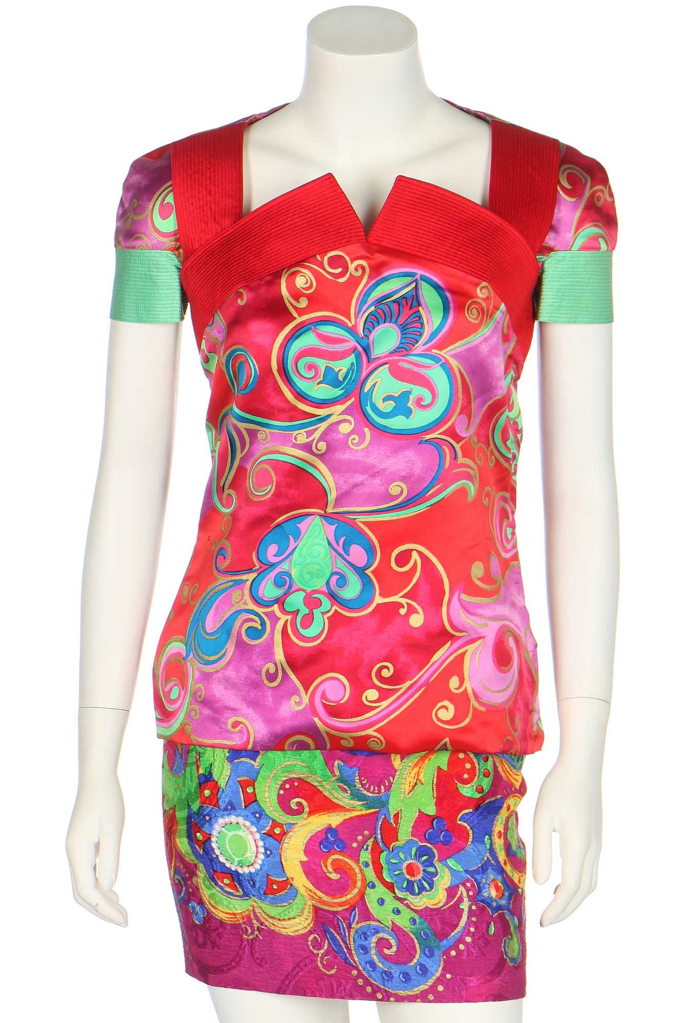 Lot 165 - A Gianni Versace printed silk two-piece ensemble, probably Spring-Summer 1991