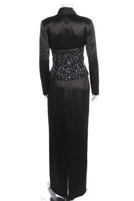 Lot 179 - Givenchy by Alexander McQueen black satin dress and beaded belt, late 1990s