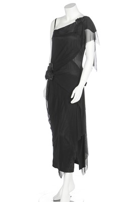 Lot 211 - An Issey Miyake black satin and stockinette evening dress, late 1990s