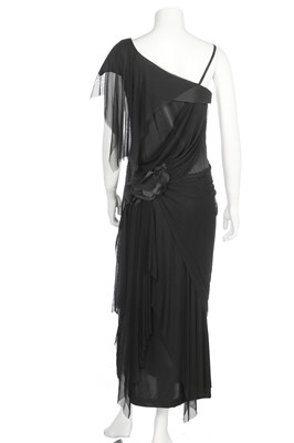 Lot 211 - An Issey Miyake black satin and stockinette evening dress, late 1990s