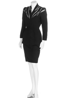 Lot 184 - A Thierry Mugler black gabardine suit with sheer insertions, Spring-Summer 1998