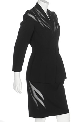 Lot 184 - A Thierry Mugler black gabardine suit with sheer insertions, Spring-Summer 1998