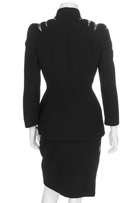 Lot 184 - A Thierry Mugler black gabardine suit with sheer insertions, Spring-Summer 1998