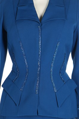 Lot 185 - A Thierry Mugler royal blue gabardine suit, Autumn-Winter 1998-99