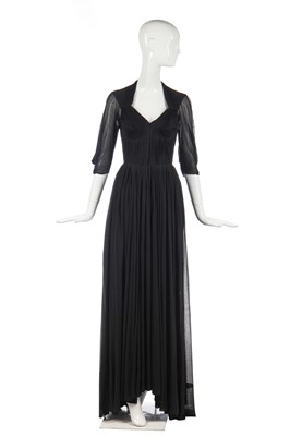Lot 276 - A Madame Grès couture pleated black silk jersey evening gown, circa 1947
