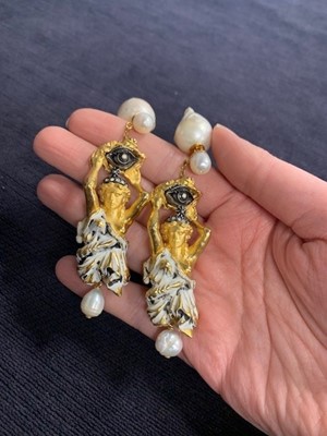 Lot 40 - A pair of Christian Dior couture earrings, modern