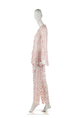 Lot 296 - An Ungaro two-piece ensemble formed from lattice of embroidered organza circles, 1968