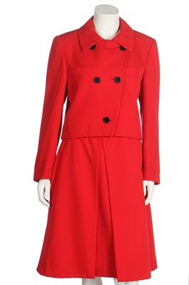 Lot 244 - A Christian Dior by Marc Bohan couture red wool suit, Autumn-Winter 1987-88