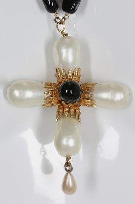 Lot 44 - A Chanel gilt chain and 'pearl' crucifix necklace, 1990-91