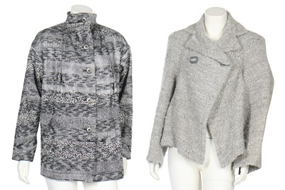 Lot 213 - A group of Issey Miyake wool and cotton clothing in shades of grey, 1980s-1990s