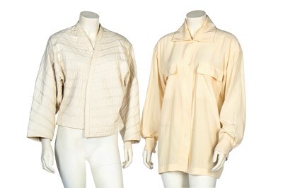 Lot 222 - A group of Issey Miyake ivory cotton clothing, mainly 1980s