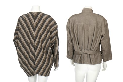 Lot 220 - An Issey Miyake puckered cotton jacket with frayed edging, early 1980s