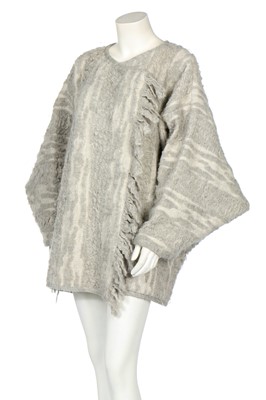 Lot 219 - A good Issey Miyake textured ivory and grey wool coat, 1983