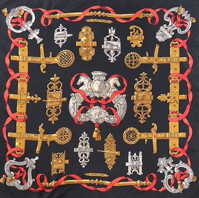 Lot 30 - An Hermès 'Ferronnerie' silk scarf, designed...