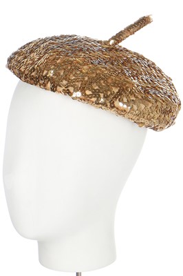 Lot 281 - A Christian Dior sequined beret, 1960s or early 1970s