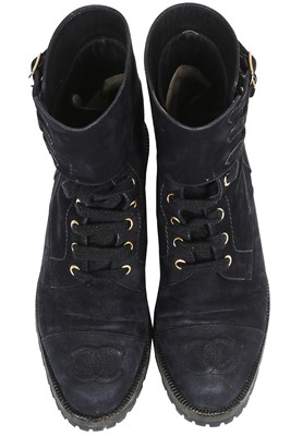 Lot 69 - A pair of Chanel black suede ankle boots, Autumn-Winter 1992-93