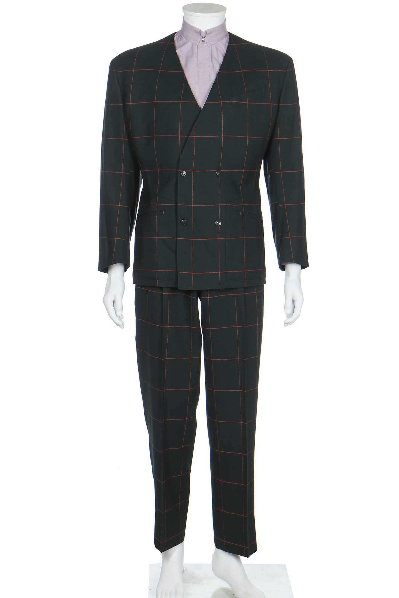 Lot 190 - A Thierry Mugler men's windowpane-checked wool suit, 1980s-early 1990s