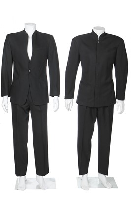 Lot 189 - Two Thierry Mugler men's black wool suits, 1980s-early 1990s
