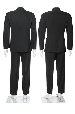 Lot 189 - Two Thierry Mugler men's black wool suits, 1980s-early 1990s