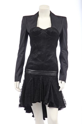 Lot 130 - An Alexander McQueen black lace and gabardine 'tuxedo' dress, 2004 Spring-Summer pre-collection