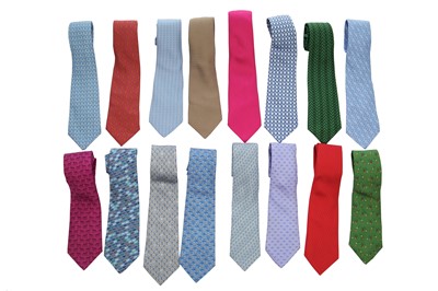 Lot 61 - Sixteen Hermès printed silk ties, modern
