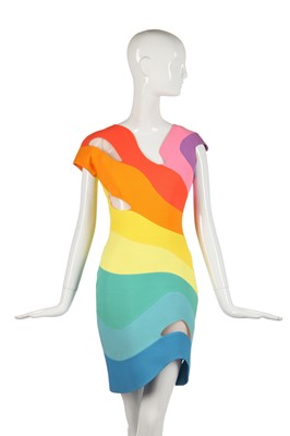 Lot 191 - A Thierry Mugler 'rainbow' wool-blend dress, 'Été Hawaii' collection, Spring-Summer 1990