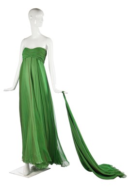 Lot 197 - A changeant green/purple silk-chiffon evening gown, 1990s