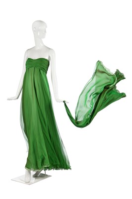 Lot 197 - A changeant green/purple silk-chiffon evening gown, 1990s