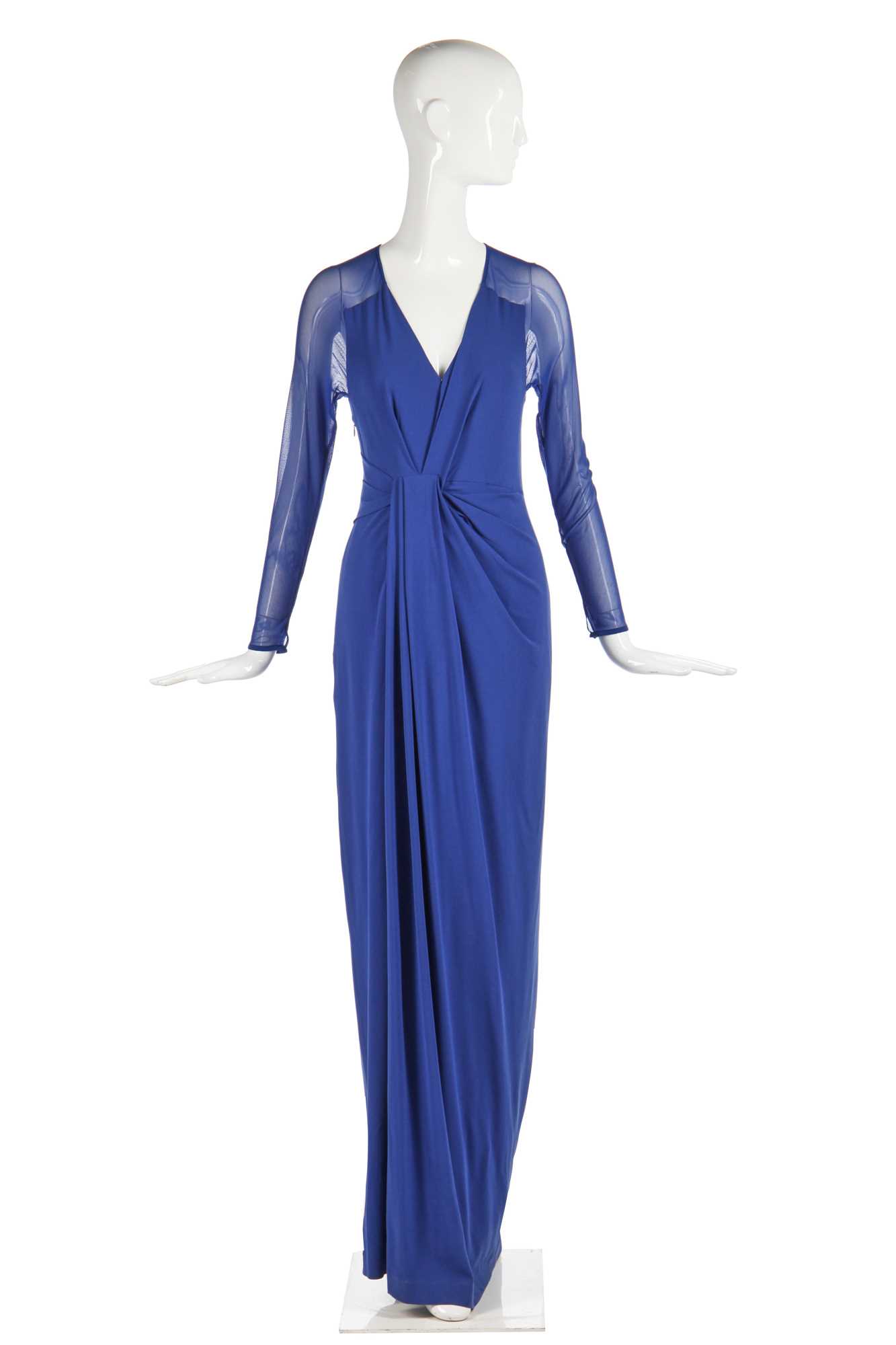 Lot 200 - A Halston royal-blue jersey evening gown,