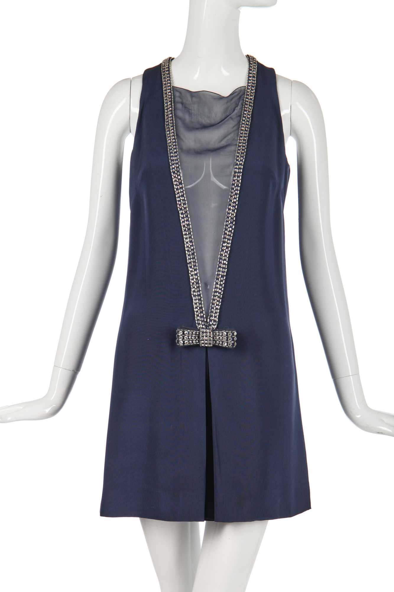 Lot 199 - A Loris Azzaro navy silk-crêpe A-line mini dress, 2000s