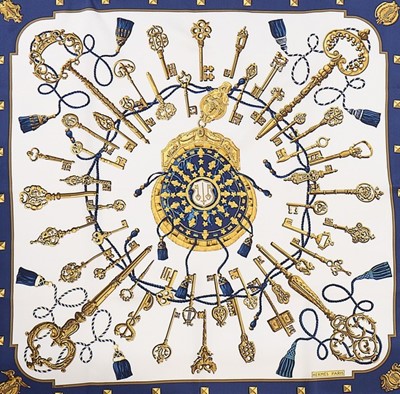 Lot 31 - An Hermès 'Les Cles' silk scarf, designed by...