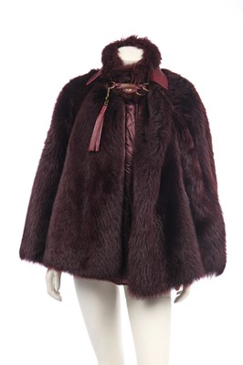 Lot 166 - A Ralph Lauren merlot shearling capelet, modern