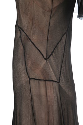 Lot 261 - A rare Madeleine Vionnet couture black chiffon evening dress, model no. 9018, Spring-Summer 1933