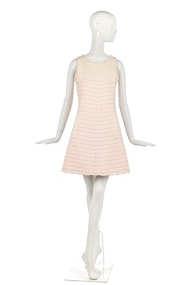 Lot 302 - A Courrèges pink and white checked mini-dress, 1968